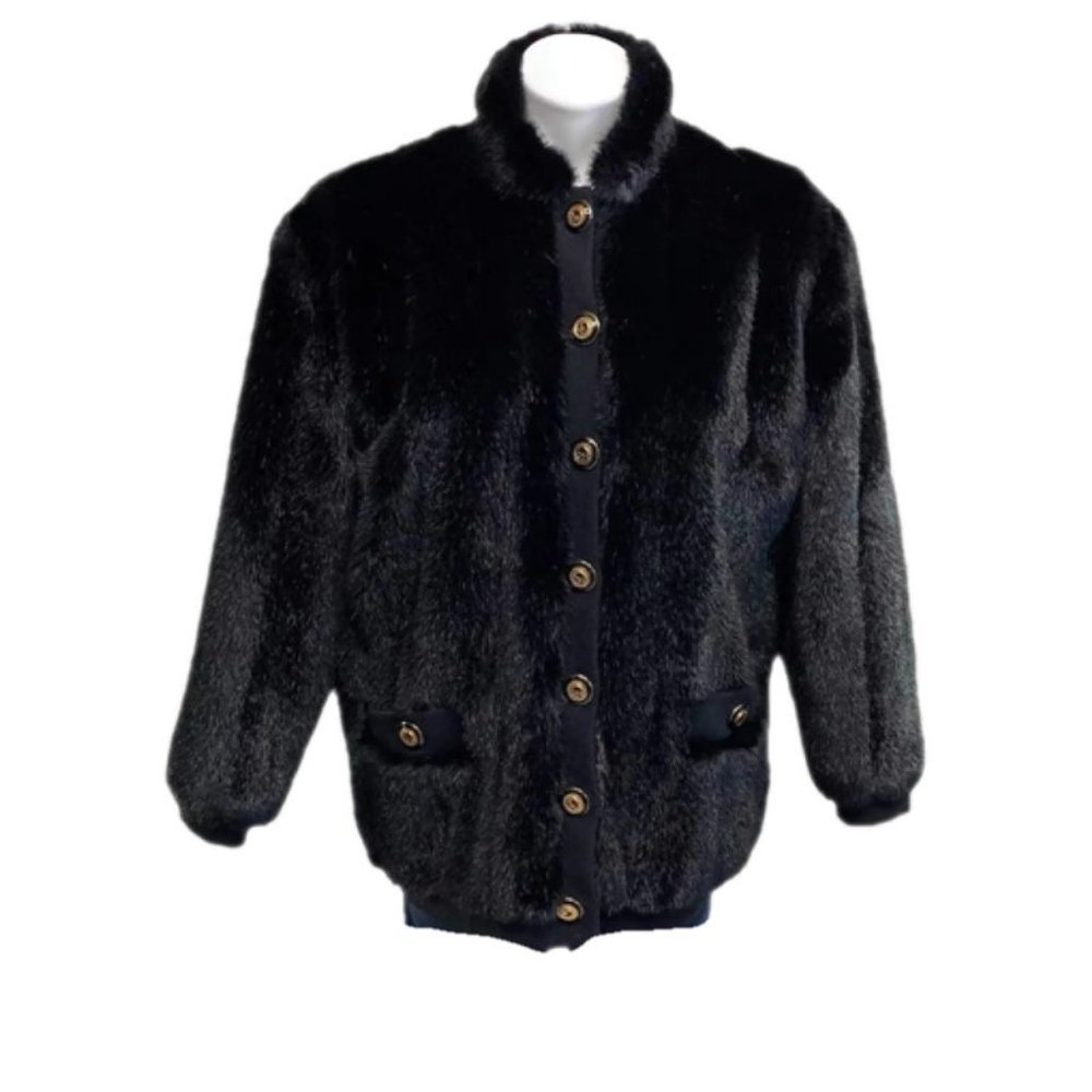 St. John Collection by Marie Gray  Women Black Faux Fur Jacket Vest Size L